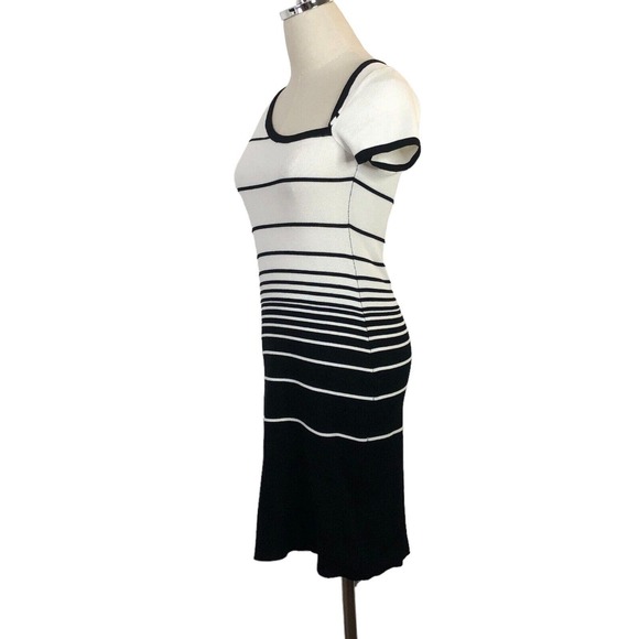 Sandro Paris Dress Black White Stripe Pullover Knit Sheath Small - Picture 4 of 6
